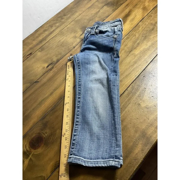 Miss Me Jeans Girls 10 Capri Medium Wash Light Fade JK5772P Cross Stitched - Picture 12 of 12